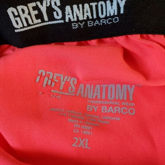 Grey's Anatomy Scrub Bottoms Women's Size 2XL Bright Coral Color - Picture 6 of 6